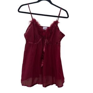 Vx Girl Women's Red Lace Sheer Lingerie Top Size Medium‎